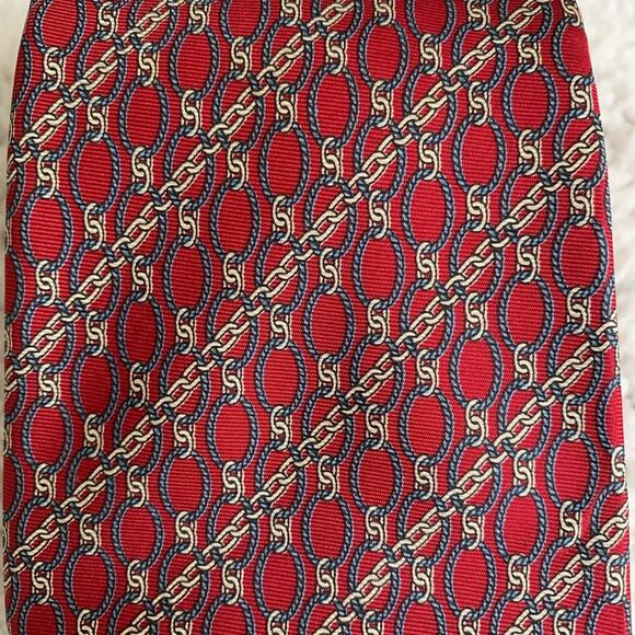 Oscar de la Renta Couture Red Link & Chain Print Tie - Picture 3 of 6
